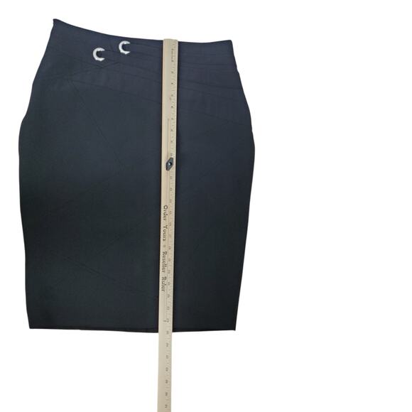 Karen Millen Pencil Skirt Sz US 10 Black Side Zip Knee Length Career Work READ - Picture 12 of 13
